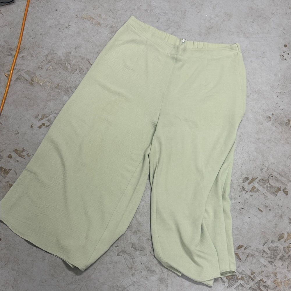 Light Green Wide-Leg Pants - Size Large - Zip Up Back - Lounge Flow Pants